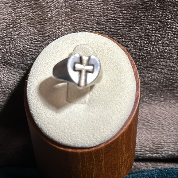 JAMES AVERY CROSS HEART RING 14K Gold And Sterling 6.3g Crosslet Signet Small 4 - Picture 6 of 12